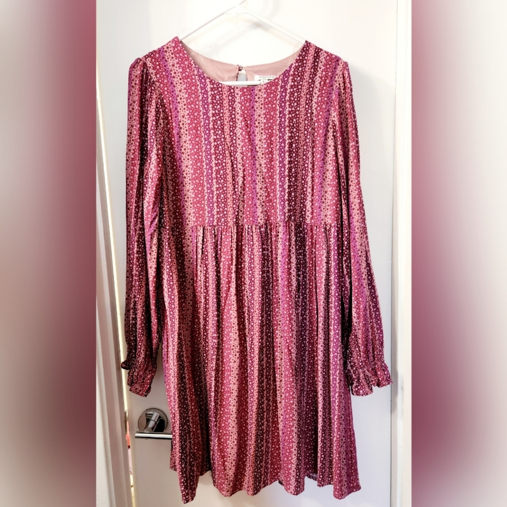 Magenta Floral Print Babydoll Dress